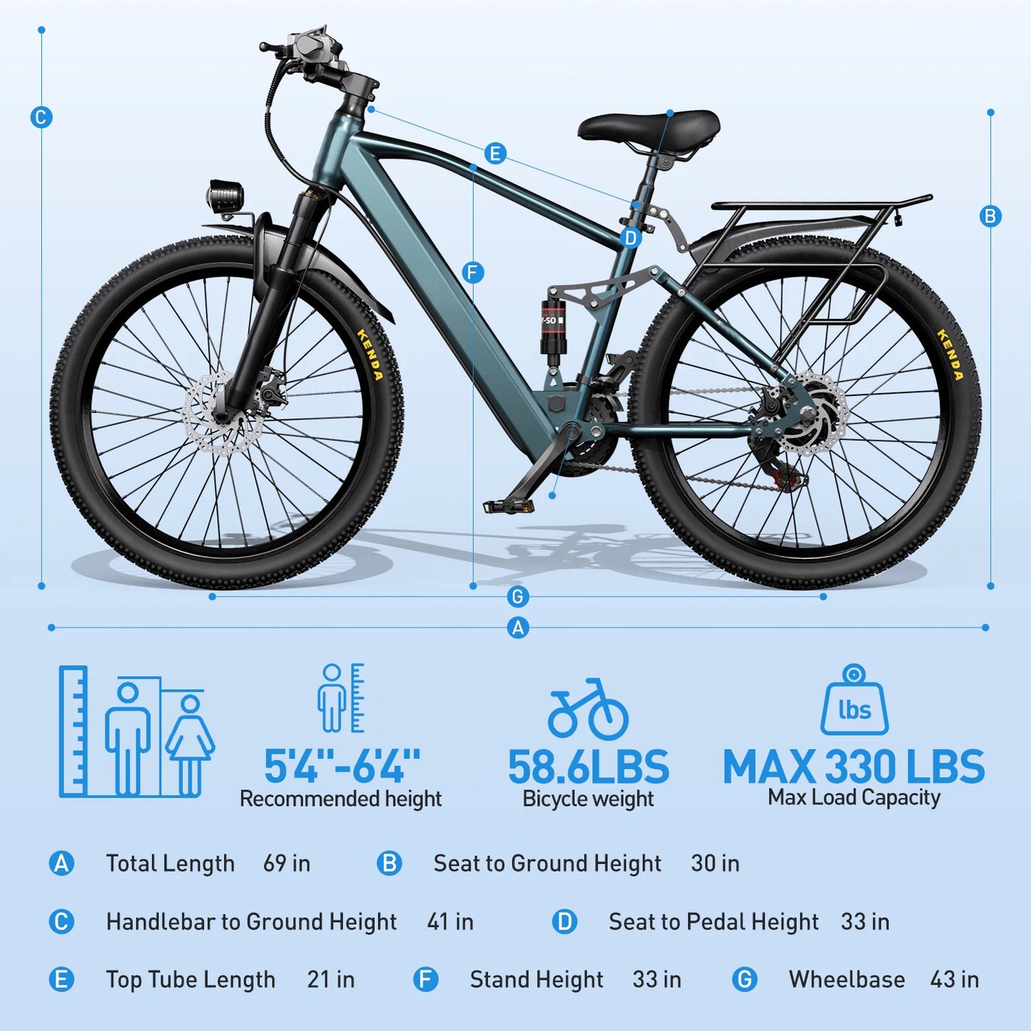 Electric Mountain Bike For Adults Ebike 36V 500W Motor