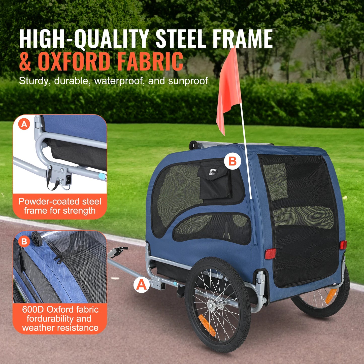 SucceBuy 100Lbs Pet Bike Trailer Carrier For Dogs Travel