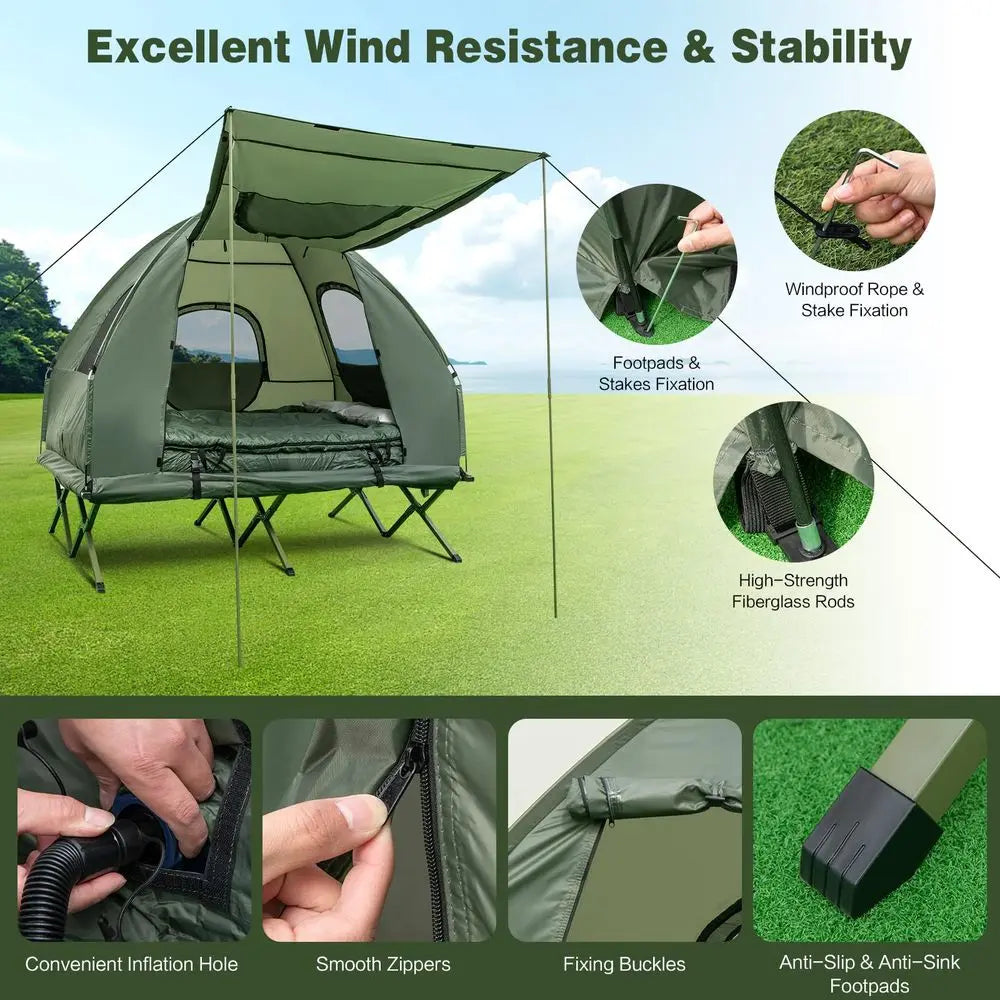 YTYIN 5in1 Camping Tent Cot With Awning And Air Mattress