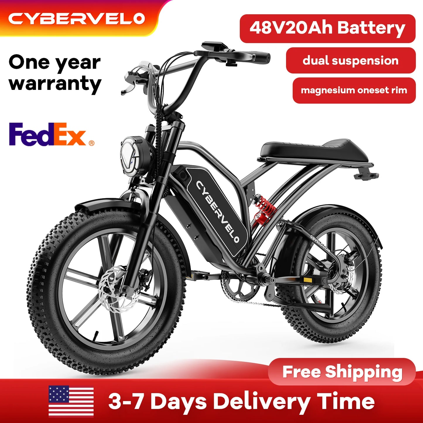 CYBERVELO EK11 1600W Full Suspension Electric Bike