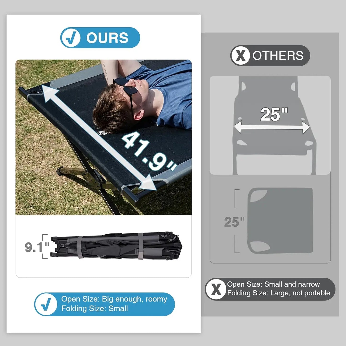 YTYIN Camping Cot for Adults Folding Bed with Carry Bag