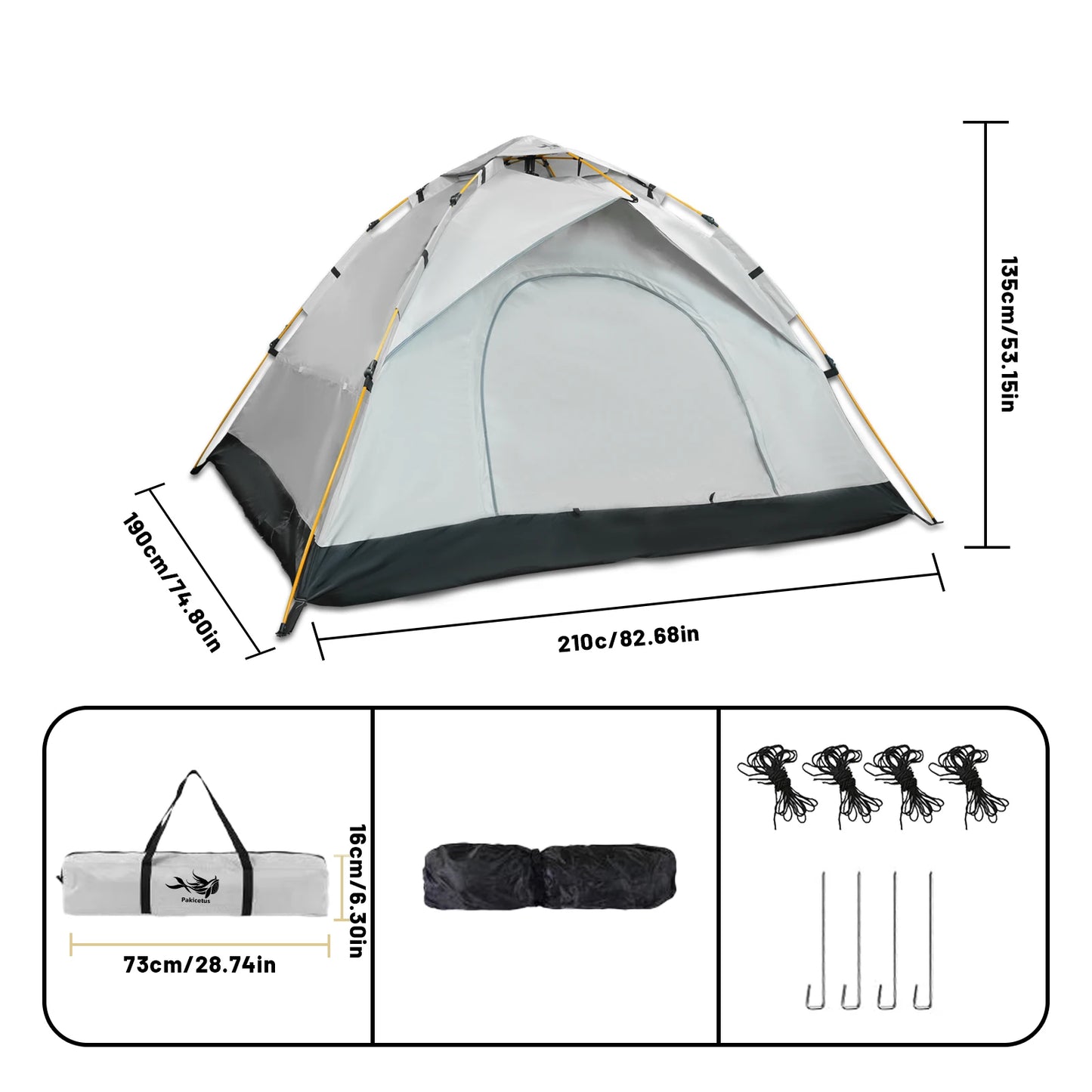 Pakicetus Windproof Camping Tent Lightweight Quick Setup Family Outdoor