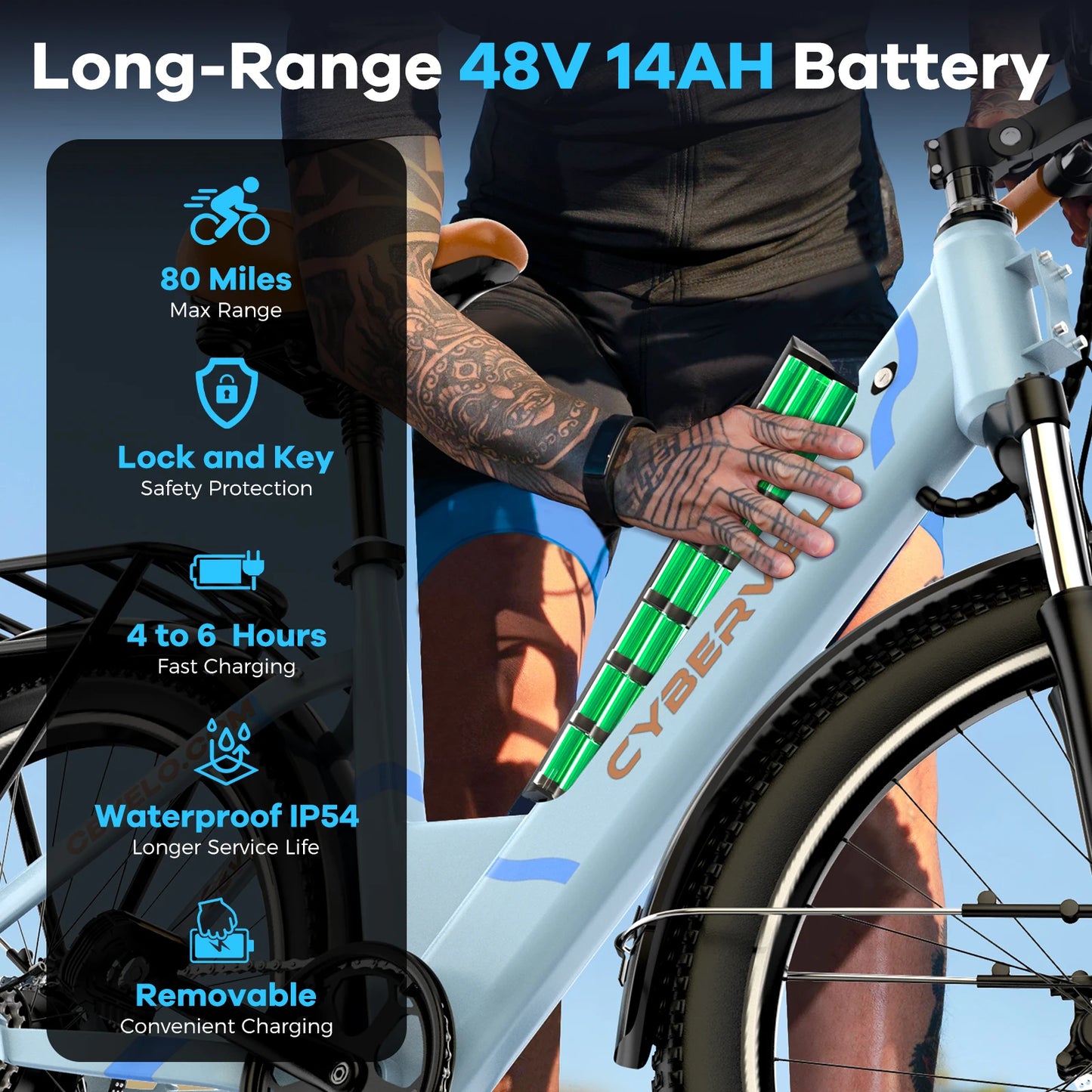 CYBERVELO EK2 1000W Electric Bike For Adults 14Ah Battery