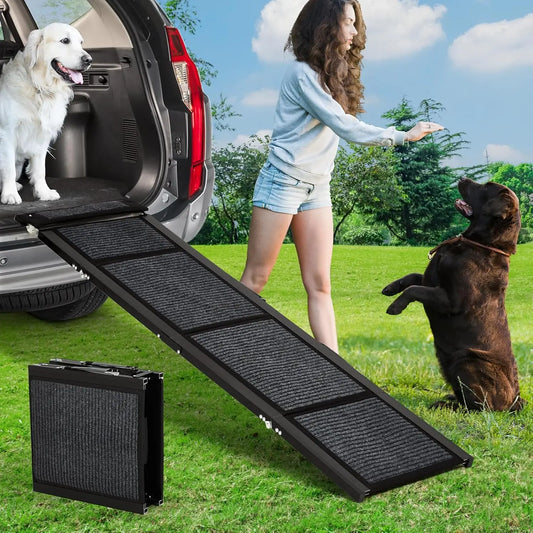 HiMISS Upgraded Folding Metal Dog Ramp For Large Cars