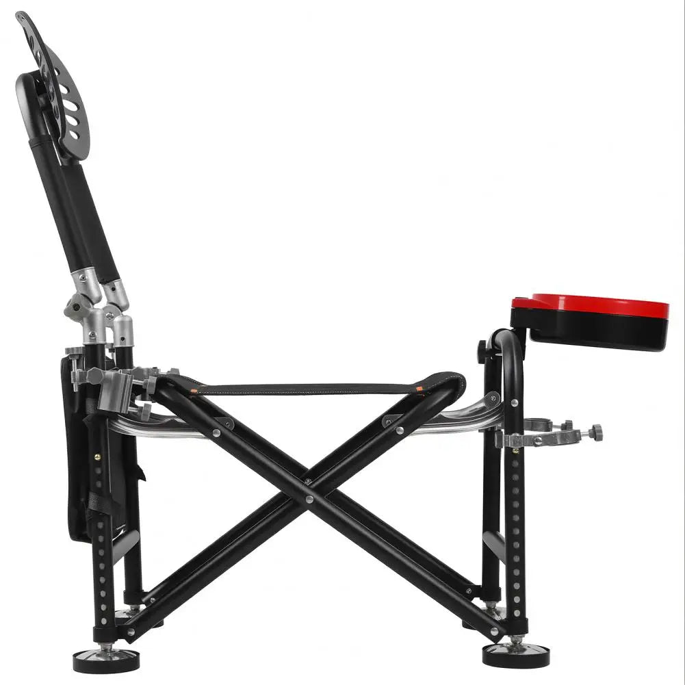 Height Adjustable Folding Fishing Chair With Backrest And Rod Holder