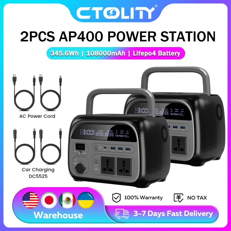 CTOLITY 500W Portable Power Station LiFePO4 Solar Generator
