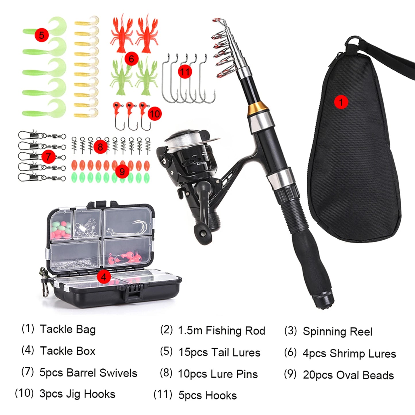 Telescopic Fishing Rod And Spinning Reel Combo Full Kit