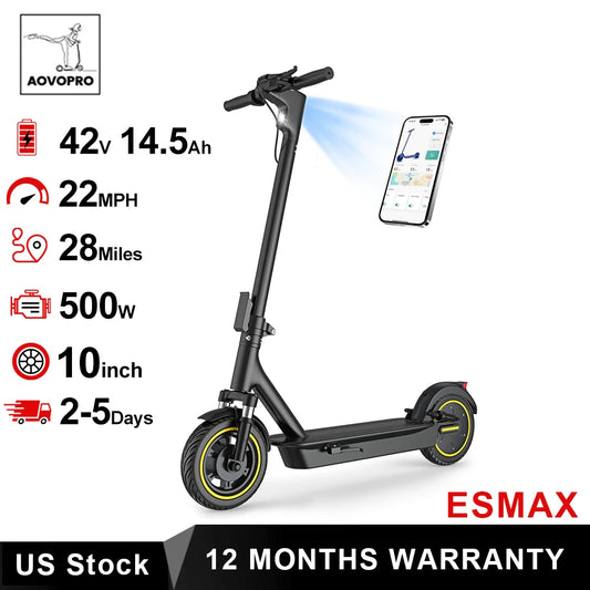 AOVOPRO ESMAX Electric Scooter 500W 22MPH Foldable App Enabled