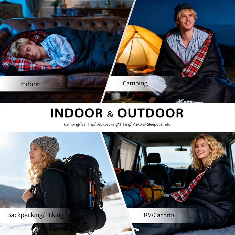 YTYIN Cotton Flannel Sleeping Bag For Adults All-Season Warmth
