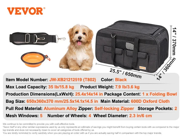 Breathable Pet Carrier Backpack With Telescopic Handle And Wheels