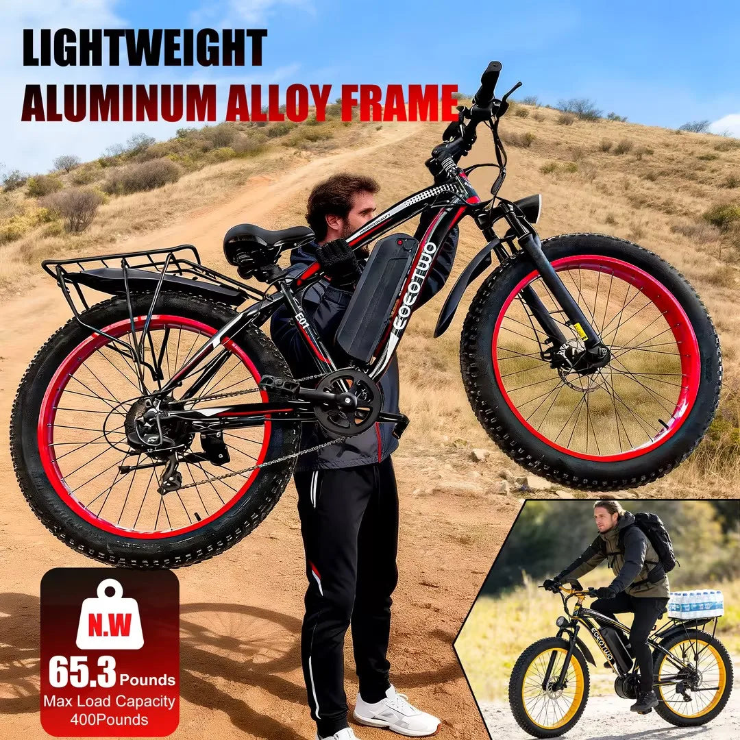 EOEOTWO Electric Fat Tire Mountain Bike 1500W Peak Motor