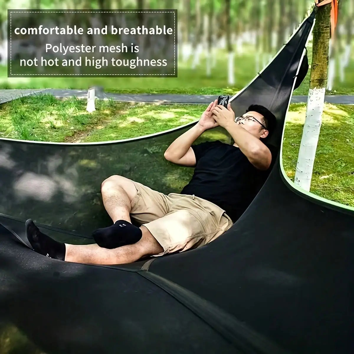 Heavy-Duty Triangle Hammock 440 Lbs Capacity Portable Outdoor Swing Bed