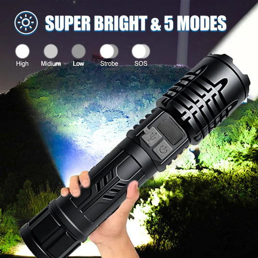 Skywolfeye Waterproof Tactical Flashlight 5 Modes Rechargeable