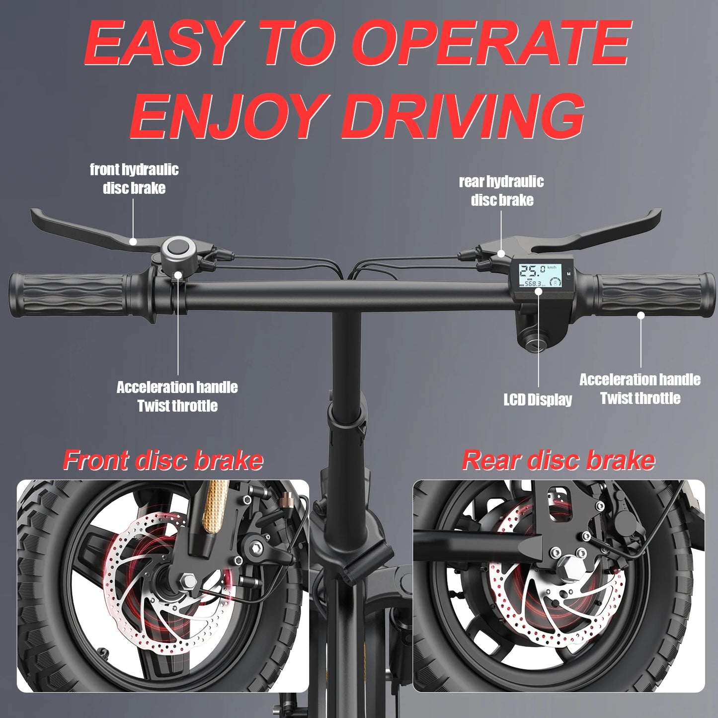 UPlee GE5 Folding Electric Bike 48V 15Ah Battery 250W 30 MPH
