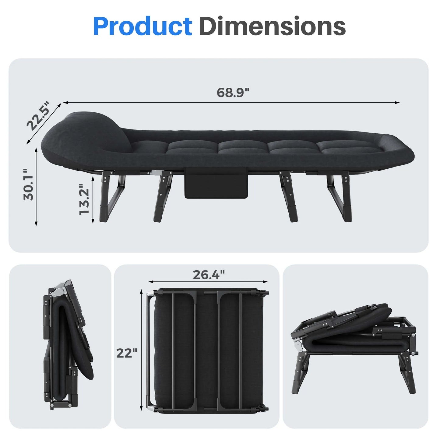 JHK Folding Camping Bed Cot With Mattress And Carry Bag