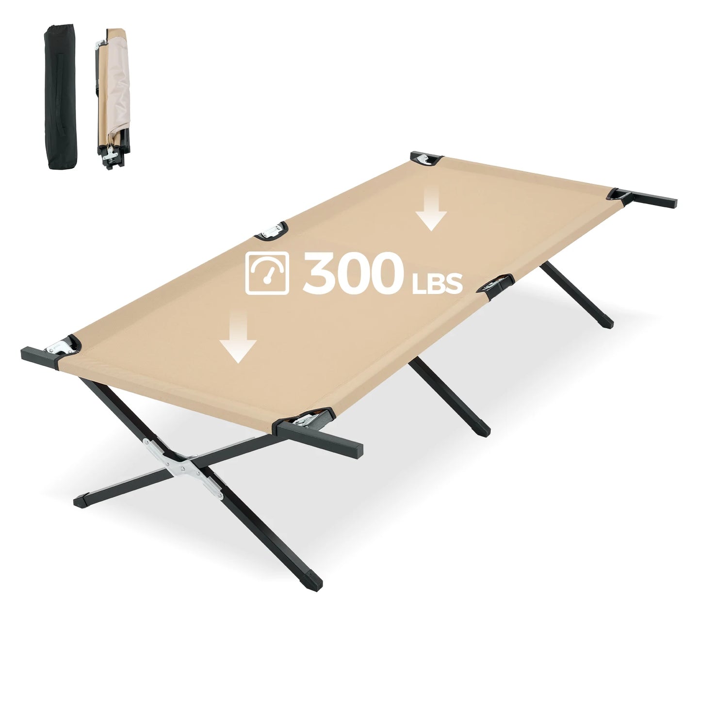 JHK Portable Folding Camping Cot Lounger For Outdoor Use