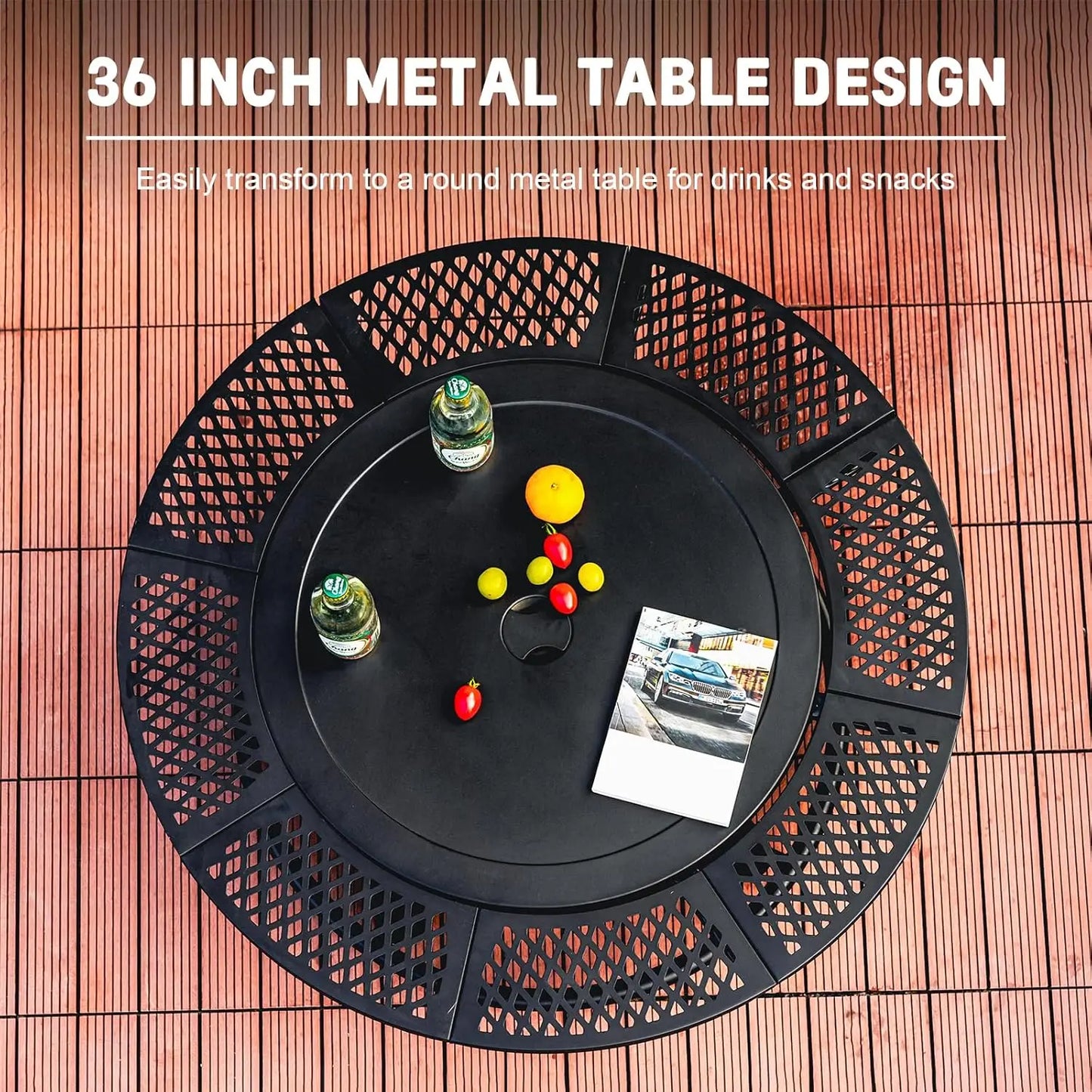 Outdoor Fire Pit With Two Grills And Lid For Backyard