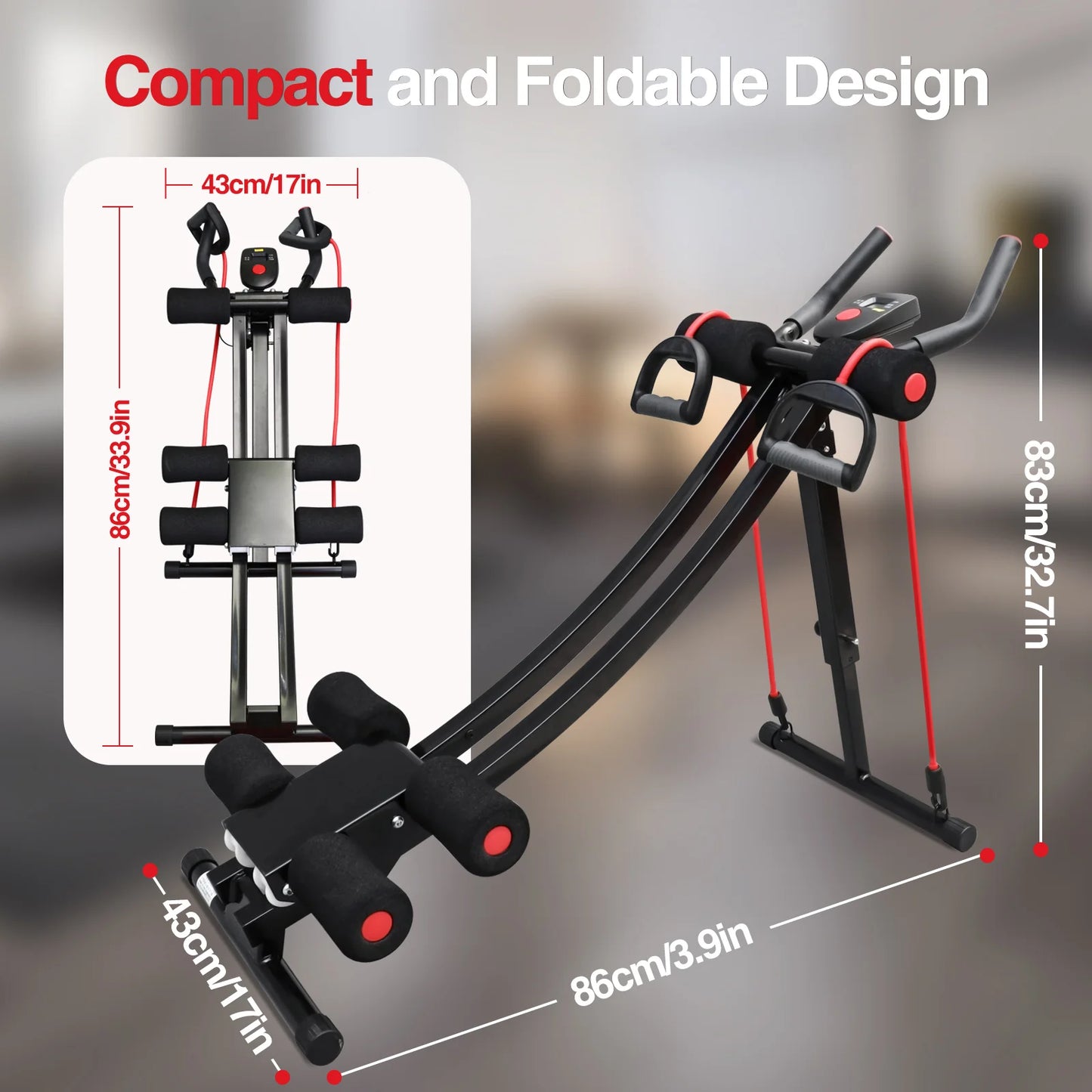 Foldable Abdominal Workout Dual Track Abs Trainer And Resistance Bands