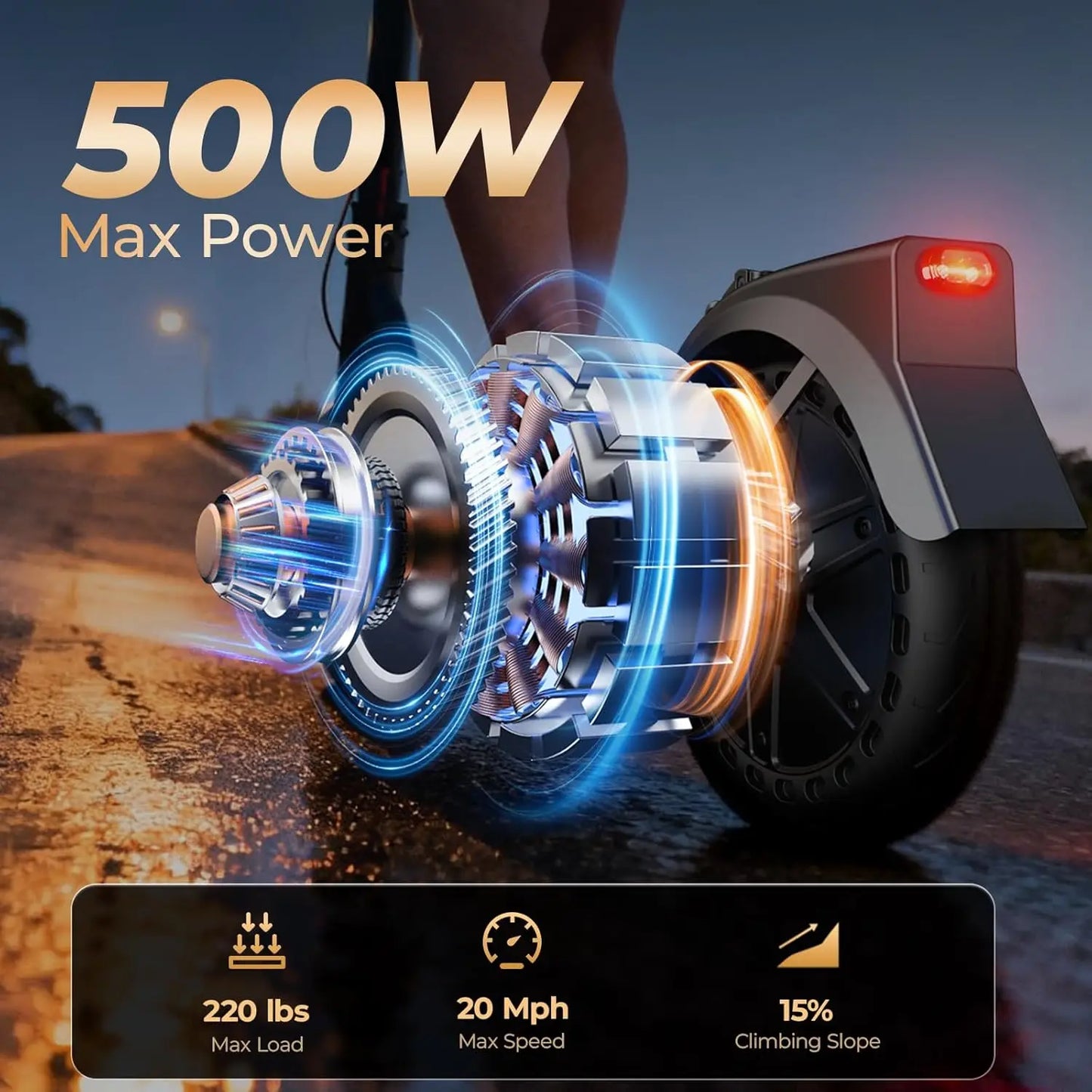 Electric Scooter With 500W Motor Dual Suspension Foldable App Control For Adults