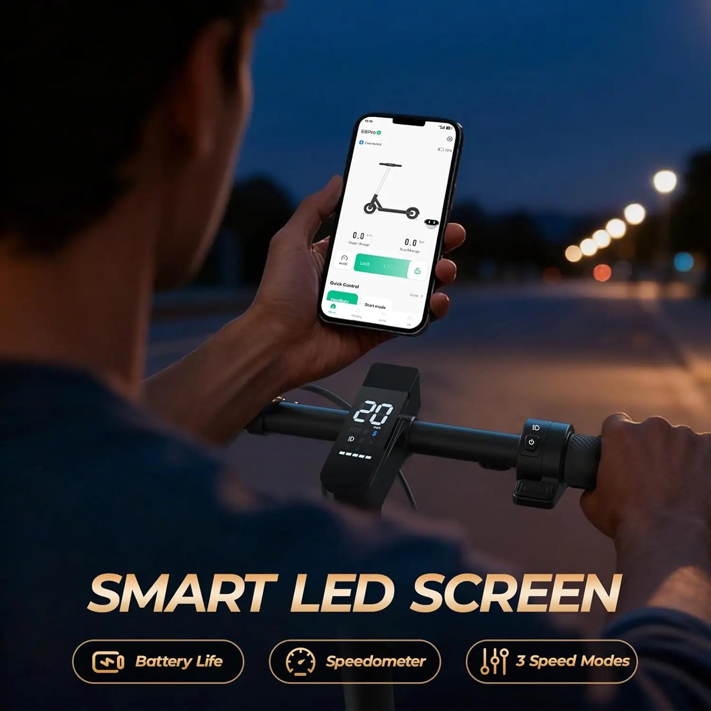 Electric Scooter With 500W Motor Dual Suspension Foldable App Control For Adults