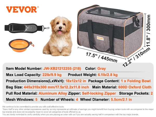 Breathable Pet Carrier Backpack With Telescopic Handle And Wheels