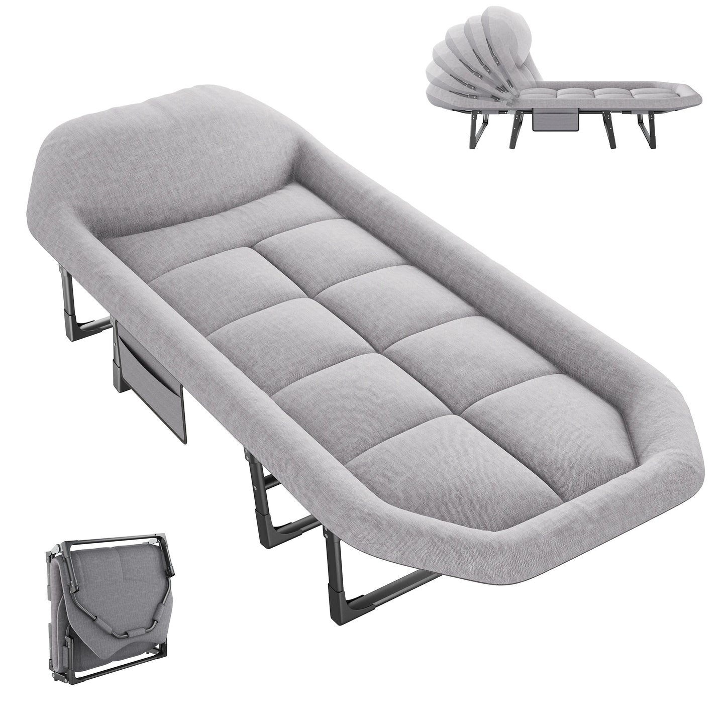 JHK Folding Camping Bed With Mattress And Carry Bag