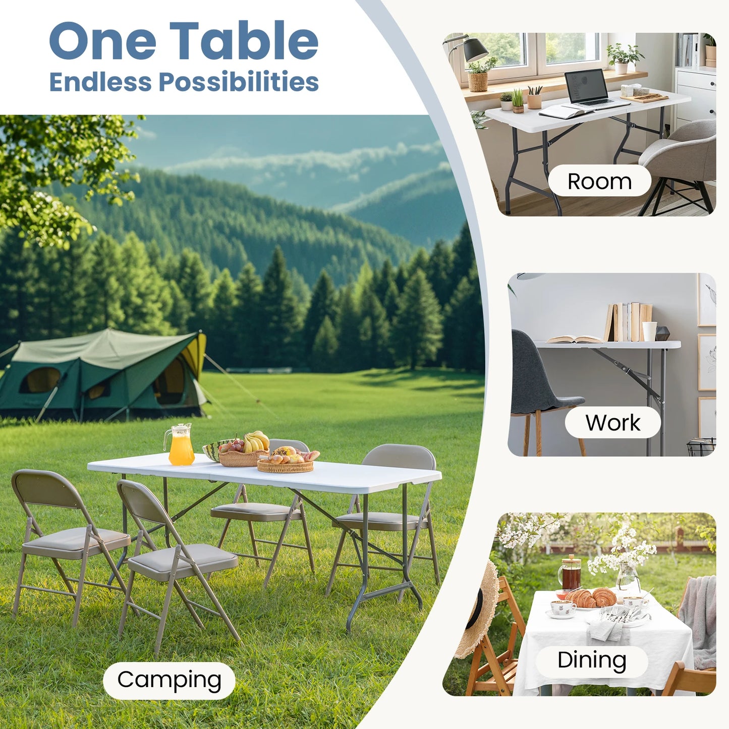 JHK Portable Folding Outdoor Camping Table With Carrying Handle