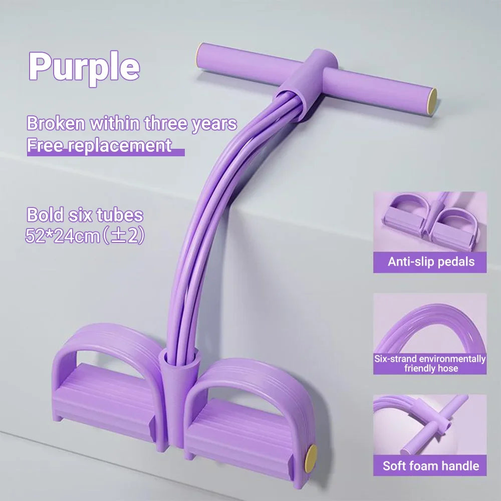 Six-Tube Resistance Band Set With Pedal Exerciser For Full Body
