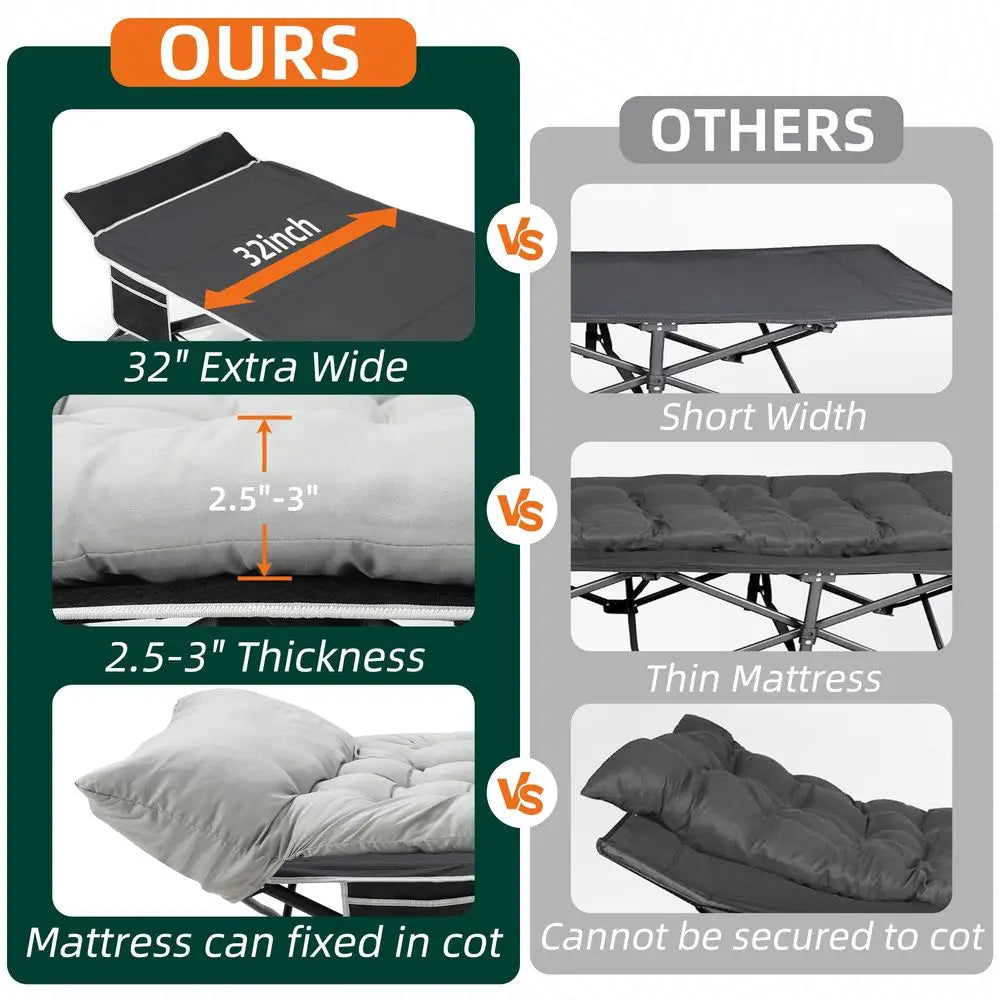 YTYIN Portable Camping Cot With Thick Mattress