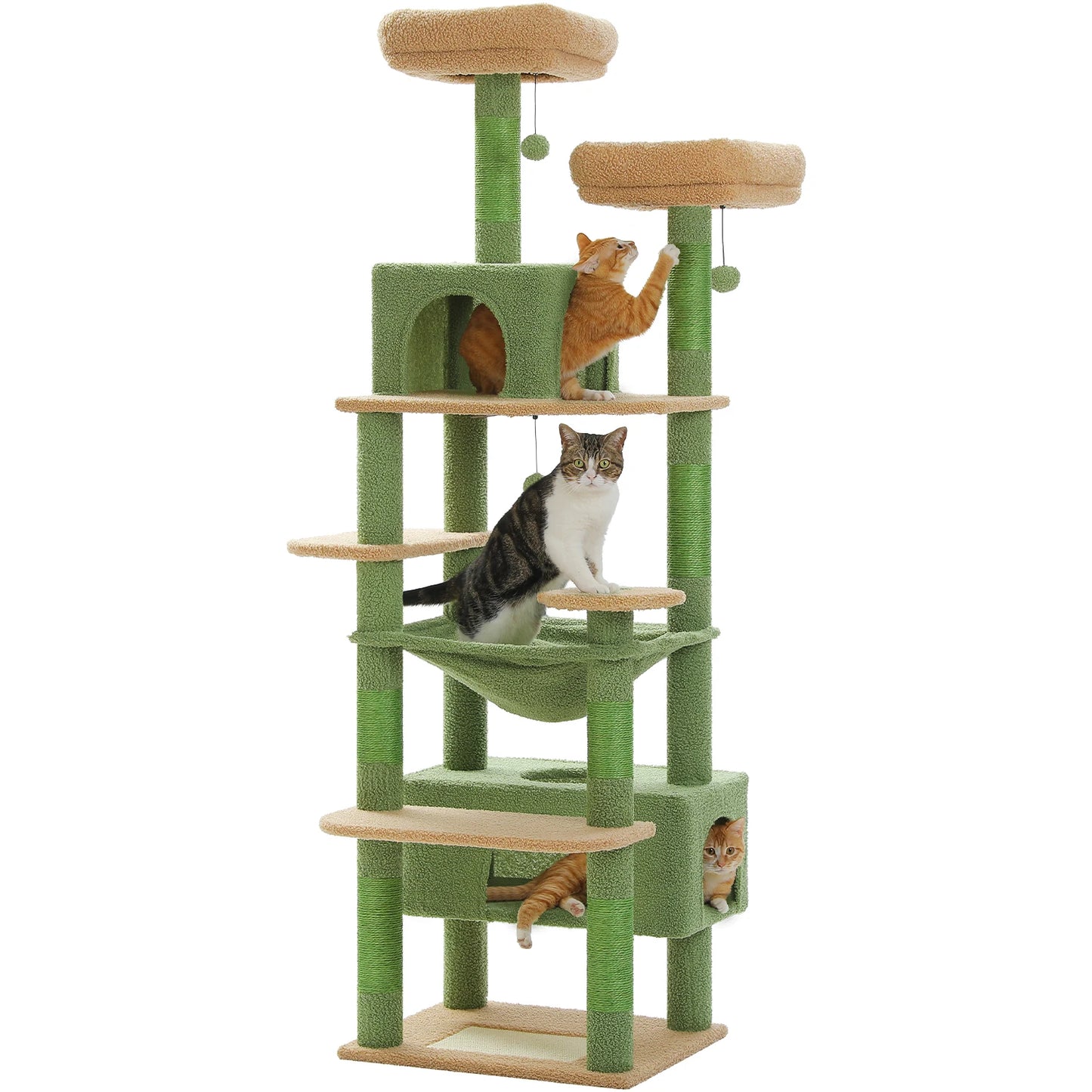 PEQULTI Five-Level Cat Tree Tower With Scratching Posts Hammock