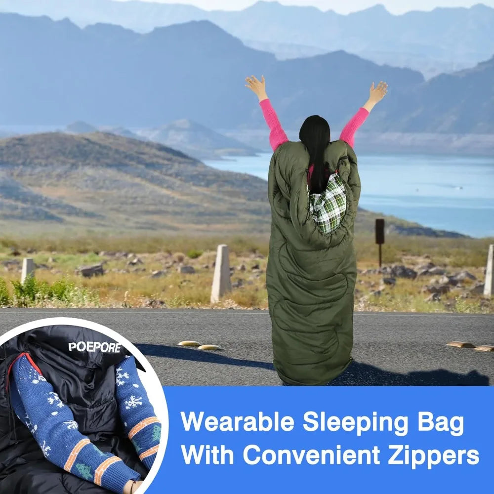 YTYIN Flannel Cotton Sleeping Bag 0 Degree Cold Weather Wearable 4 Seasons