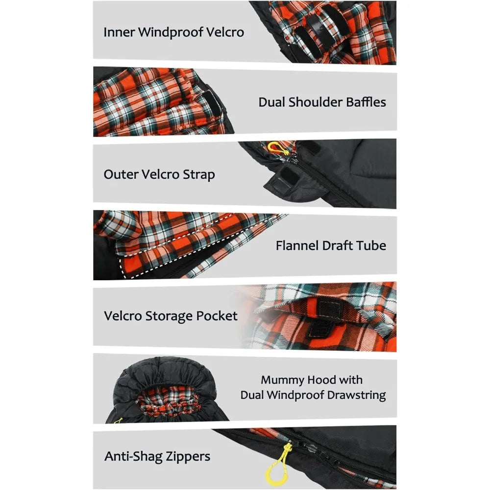 YTYIN Cotton Flannel Sleeping Bag For Adults All-Season Warmth