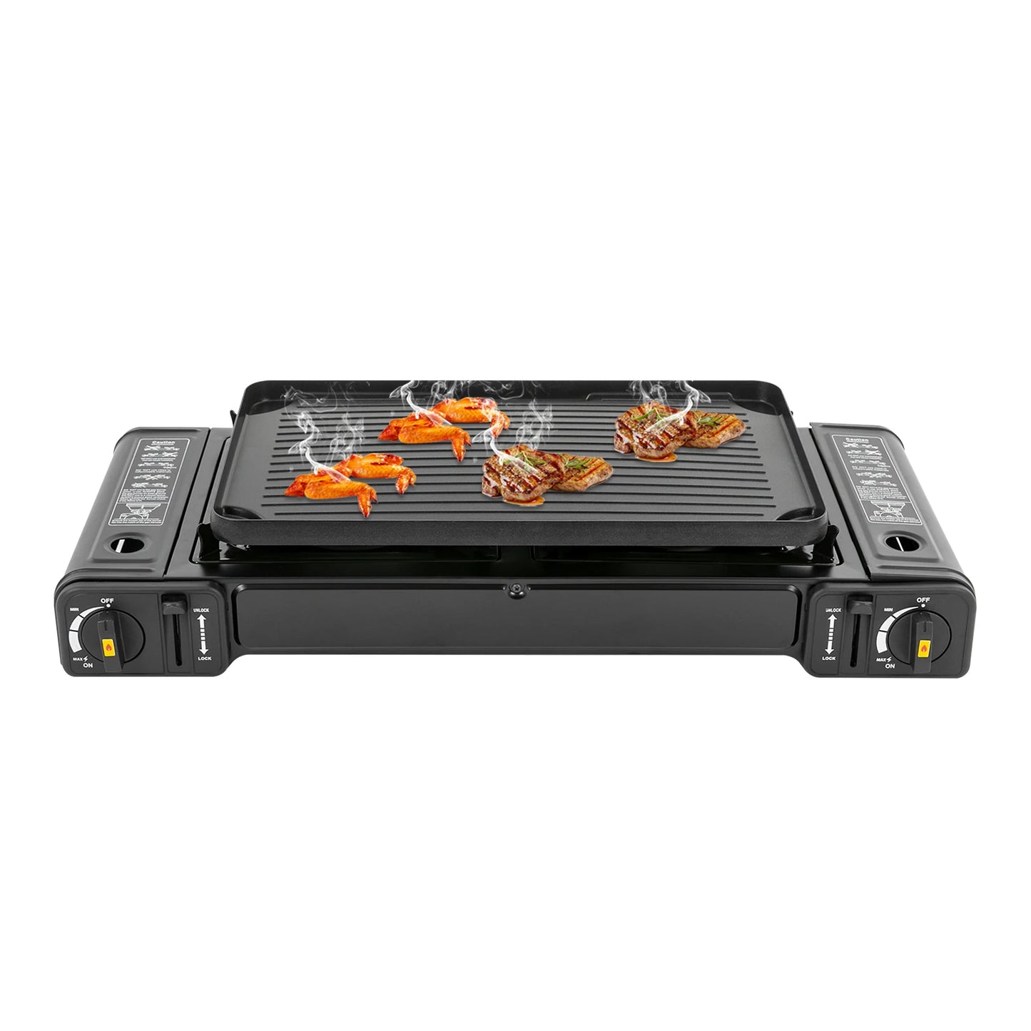 2 Burner 2500W Portable Camping Stove with Baking Tray Case