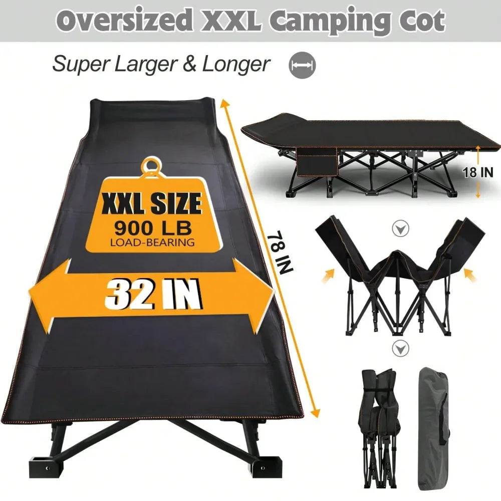 XMSJ Folding Camping Cot With Mattress Heavy Duty Portable Bed