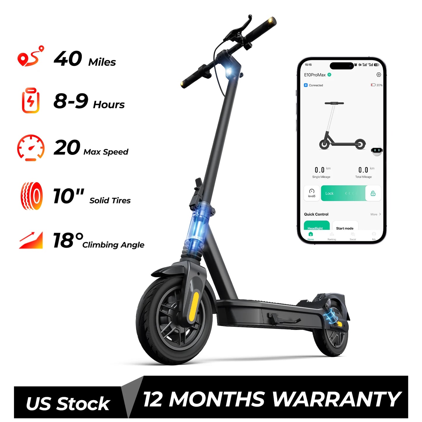 Electric Scooter With 500W Motor Dual Suspension Foldable App Control For Adults
