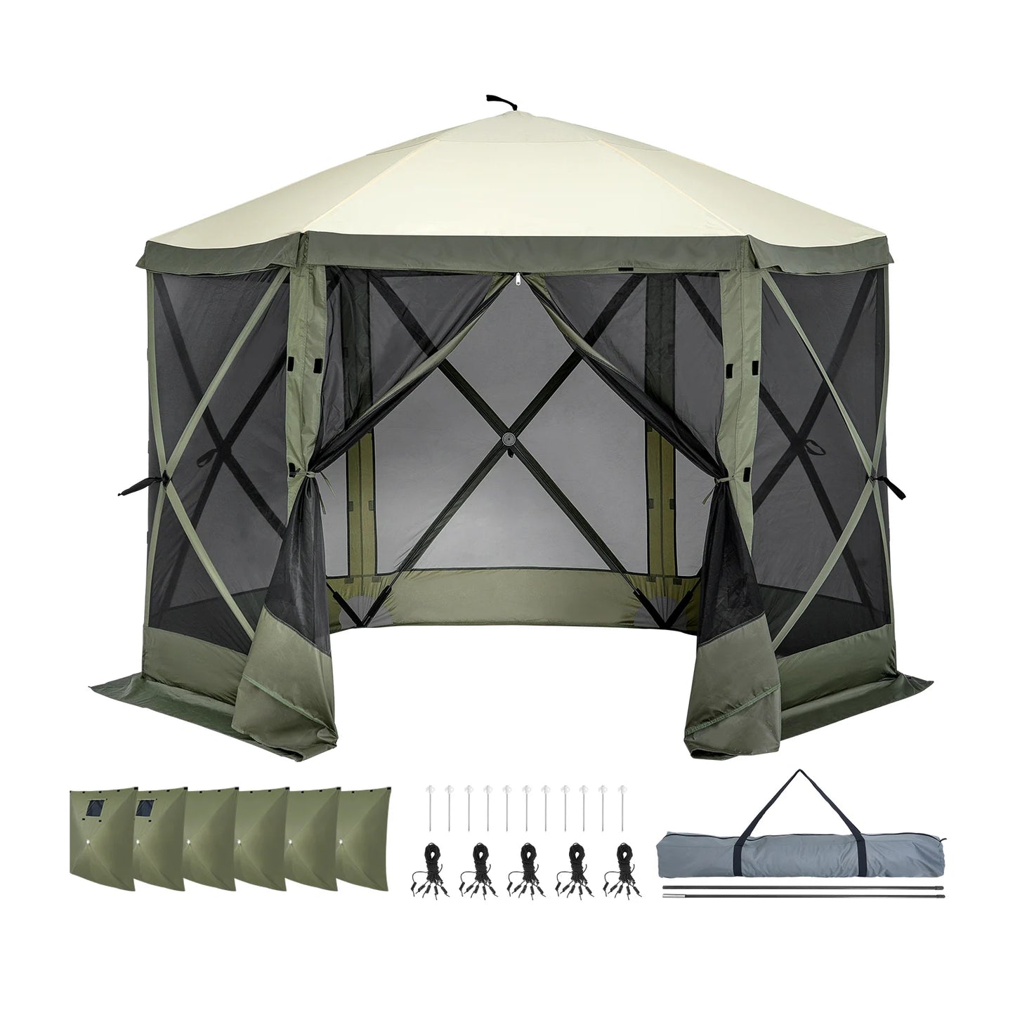 SucceBuy Pop Up Gazebo Tent With Screen Mesh Windows