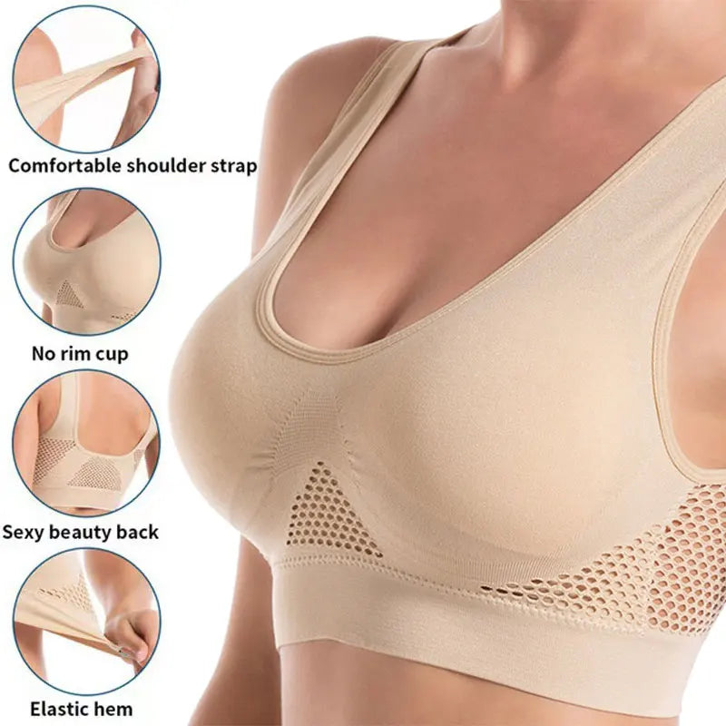 Breathable Wireless Sports Bra Top Removable Pads for Women