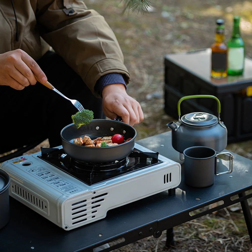 APWIKOGER Camping Cookware Set Three Piece Pot Pan Kettle