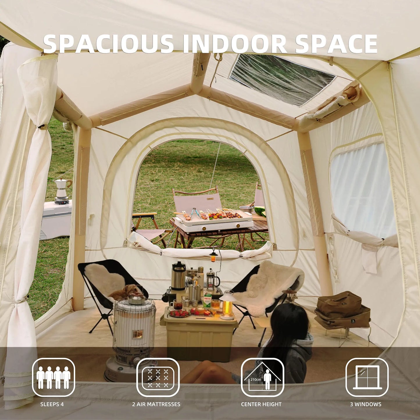 Inflatable Camping Tent For SUV Easy Setup Waterproof Glamping
