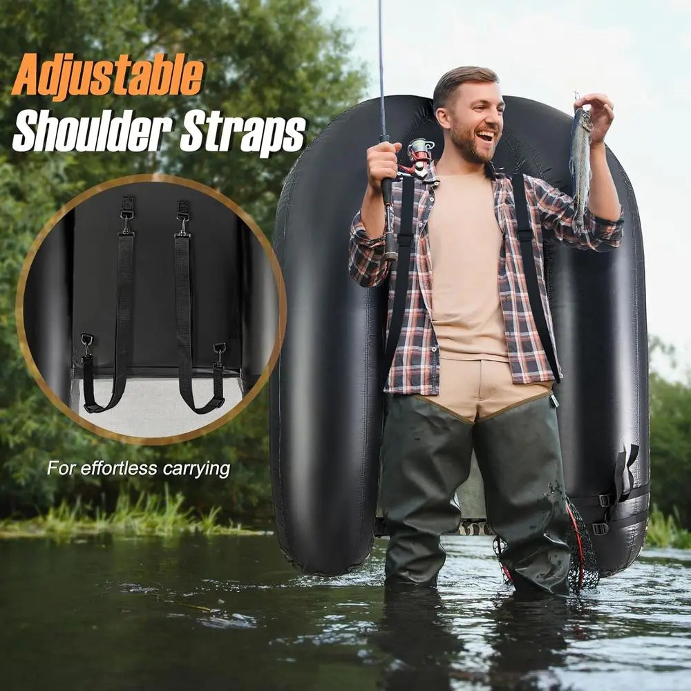 Inflatable Belly Boat With Fish Ruler And Rod Holder