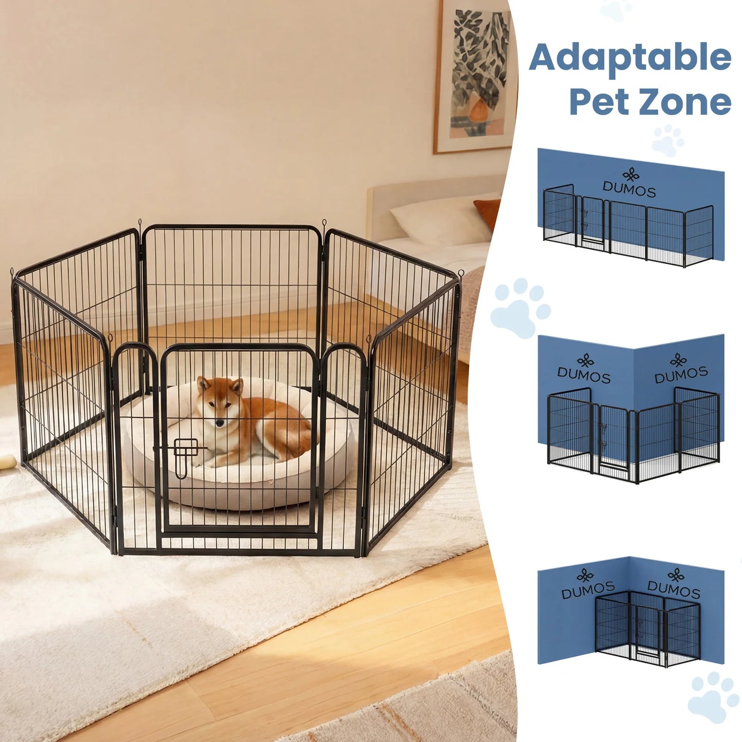 JHK Foldable 6-Panel Metal Dog Playpen