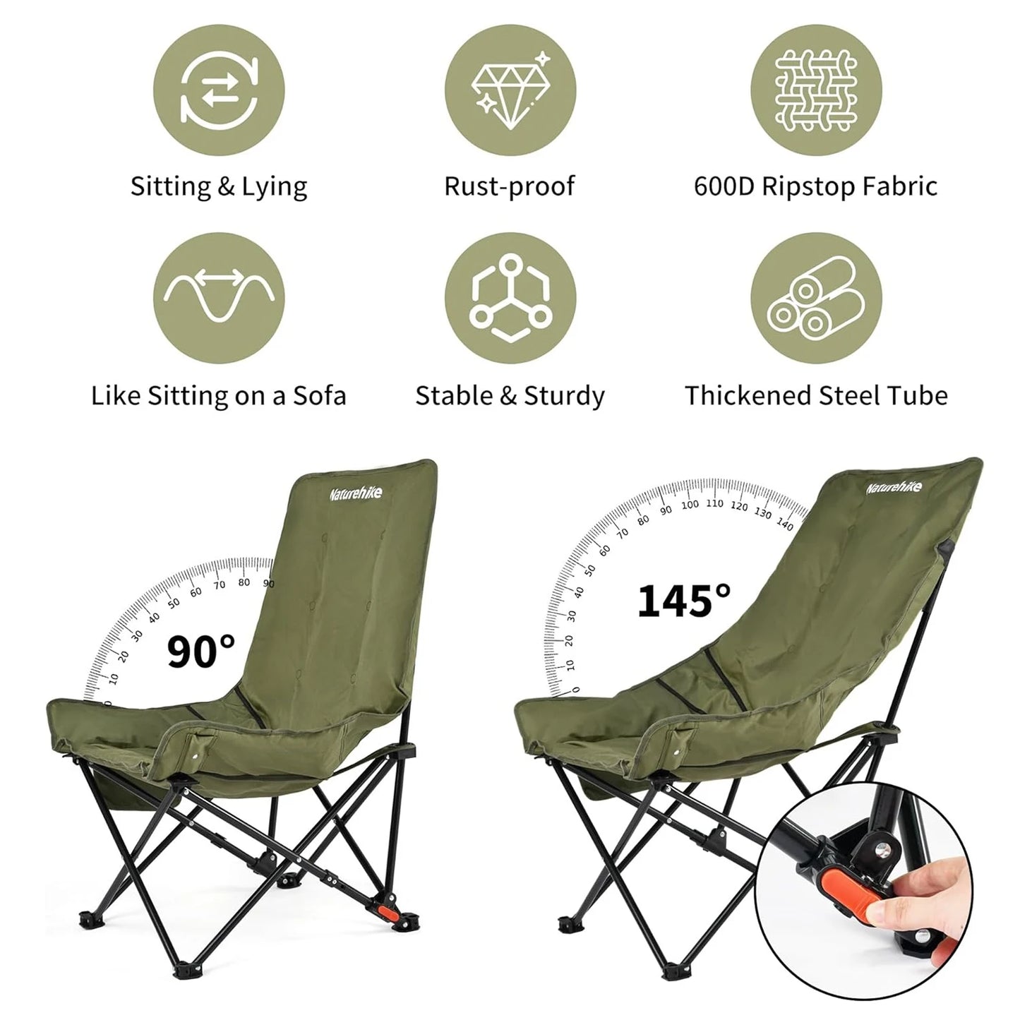 Naturehike Moon Chair High Back Folding Lounge Camping Outdoor