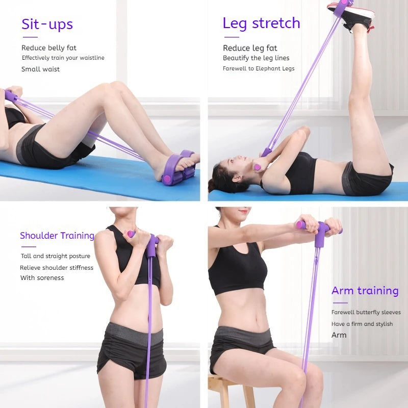 Six-Tube Resistance Band Set With Pedal Exerciser For Full Body