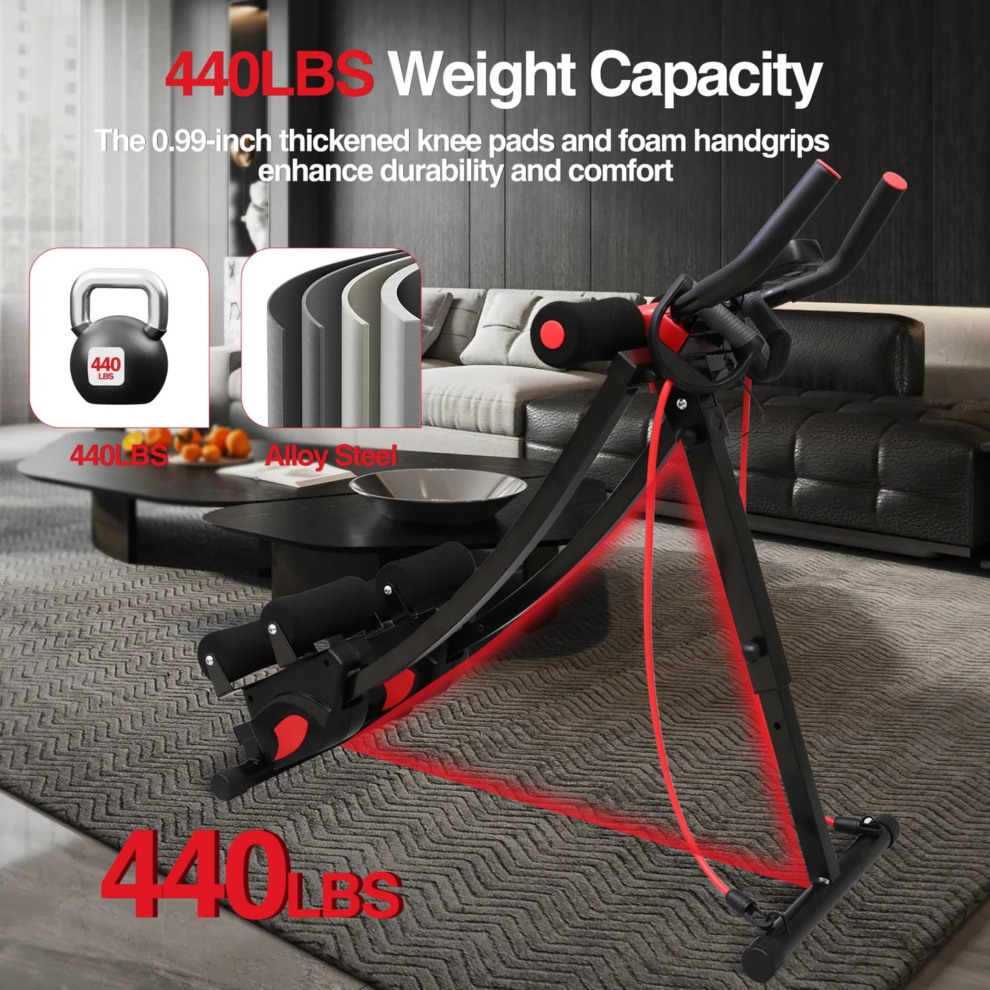Foldable Abdominal Workout Dual Track Abs Trainer And Resistance Bands