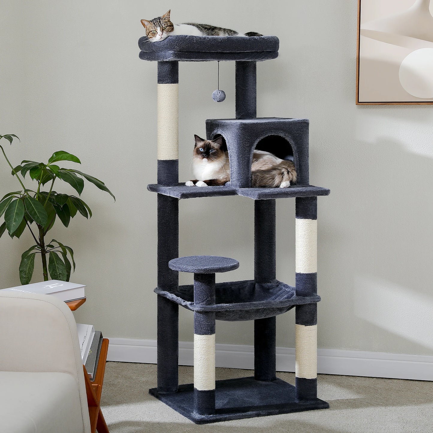 PAWZ Road Cat Tree Indoor 5 Level Tower With Hammock Sisal Scratching Posts