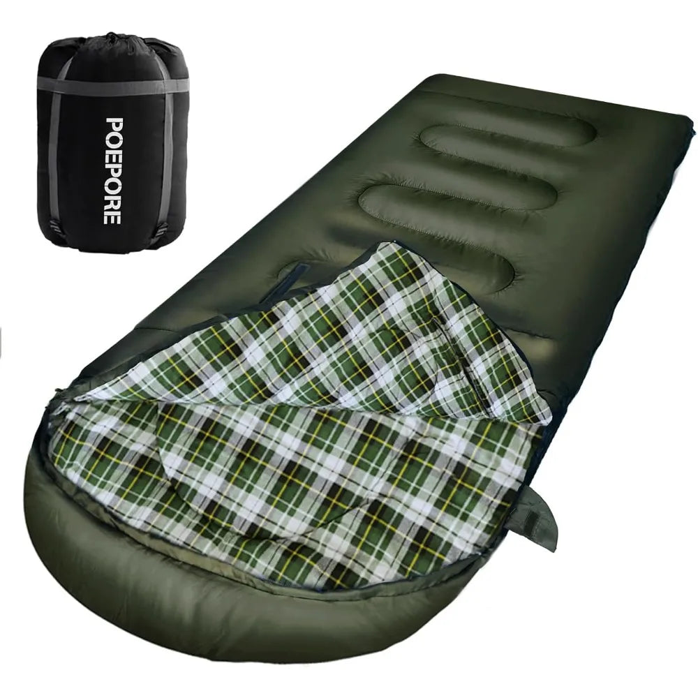 YTYIN Flannel Cotton Sleeping Bag 0 Degree Cold Weather Wearable 4 Seasons