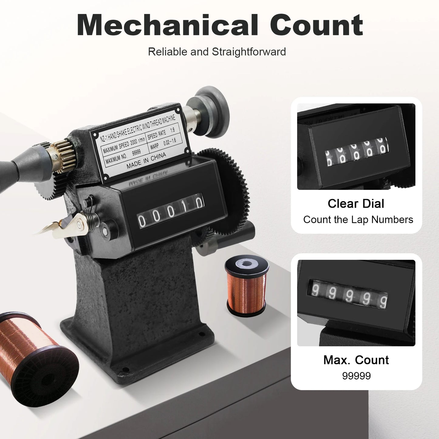Fishing Line Spooler With Counting Machine Cast Iron Frame