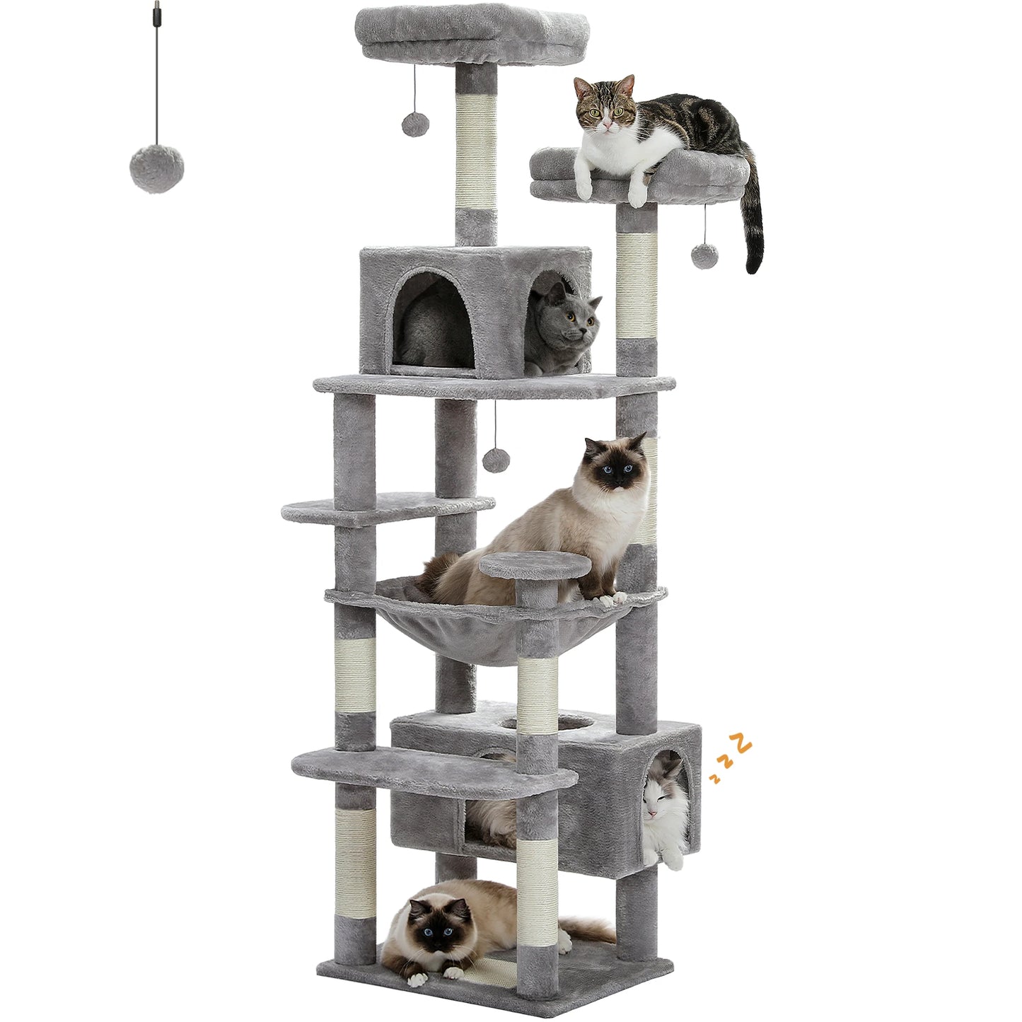 PEQULTI Five-Level Cat Tree Tower With Scratching Posts Hammock