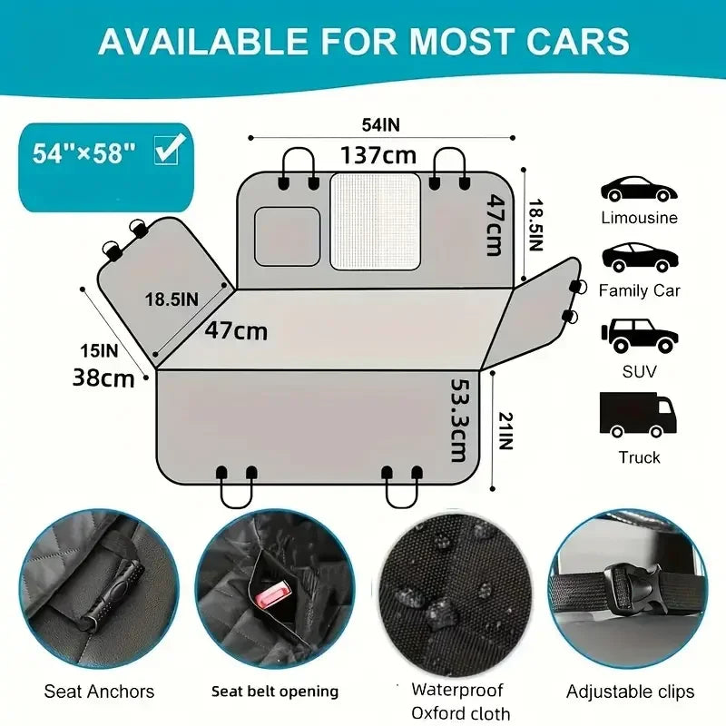 Waterproof Dog Car Seat Cover Hammock Nonslip Protector For Cars