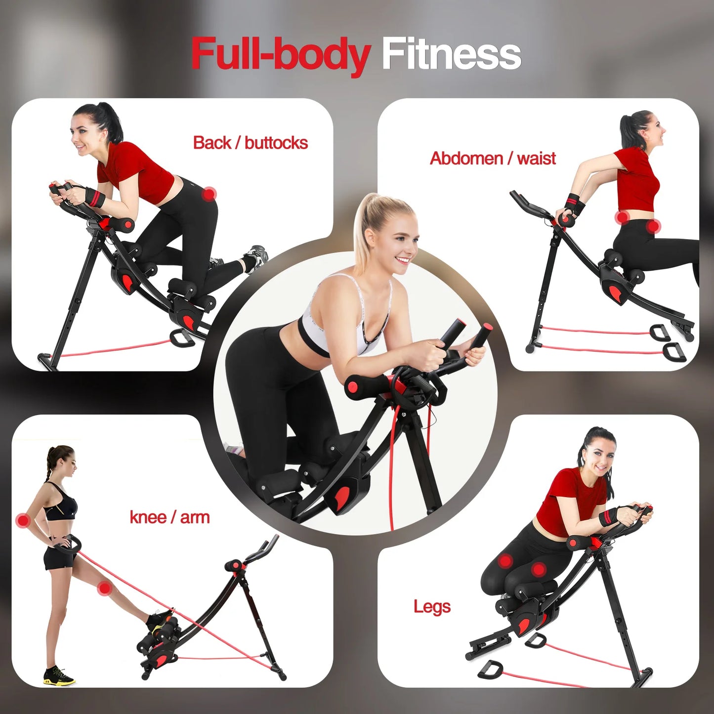 Foldable Abdominal Workout Dual Track Abs Trainer And Resistance Bands